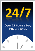 Open 24 hours. 7 days a week.